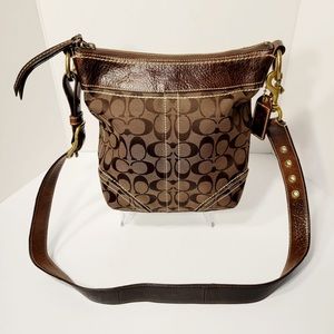 Coach Shoulder Bag Signature Brown Beige Brass Series No. F06I-10402
